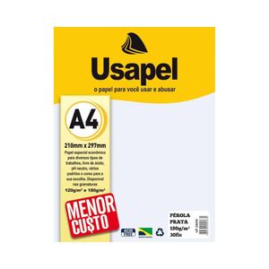 Papel Pérola Prata A4 210x297mm 180g/m² Usapel (30 Folhas)