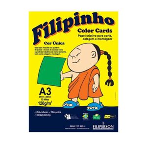 Papel Filipinho Color Cards Verde A3 297x420mm 120g/m² Filiperson (12 Folhas)