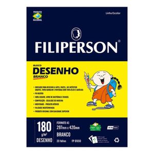Bloco Desenho Branco A3 297x420mm 180g/m² Filiperson (20 Folhas)