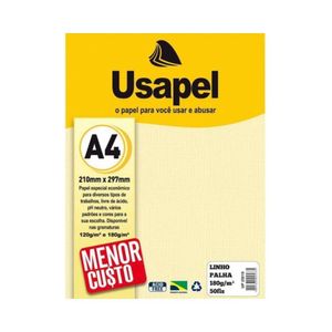 Papel Color Linho Palha A4 210x297mm 180g/m² Usapel (50 Folhas)