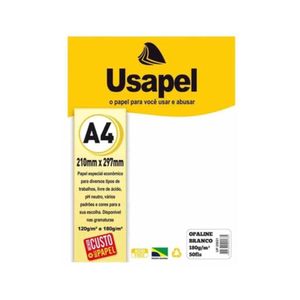 Papel Opaline Branco A4 210x297mm 180g/m² Usapel (50 Folhas)