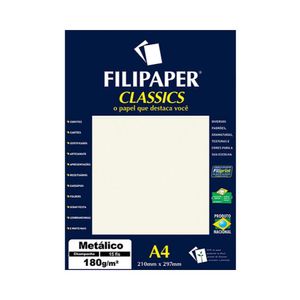Papel Classics Metálico Champanhe A4 210x297mm 180g/m² Filipaper (15 Folhas)