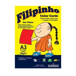 Papel Filipinho Color Cards Vermelho A3 297x420mm 120g/m² Filiperson (12 Folhas)