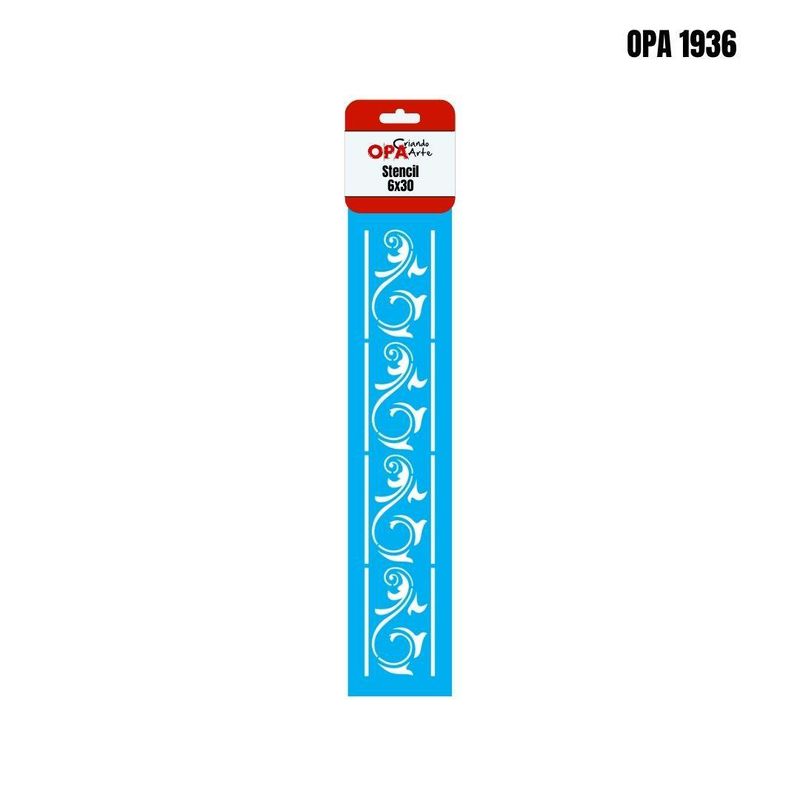 Stencil Simples de Acetato para Pintura 6x30cm Ref. OPA 1936 Arabesco Curva II OPA (01 unidade)