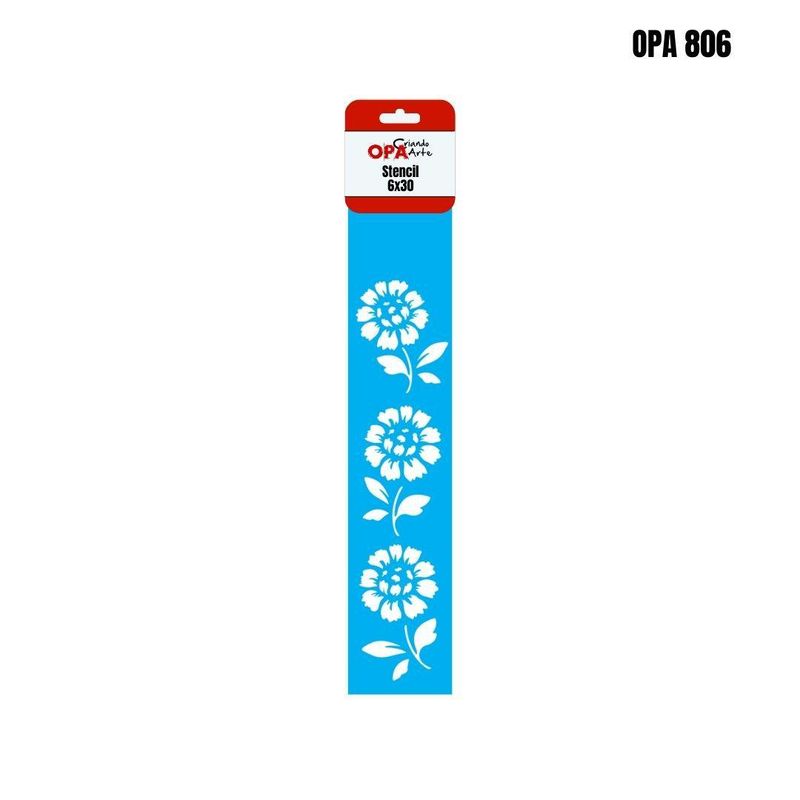 Stencil Simples de Acetato para Pintura 6x30cm Ref. OPA 806 Flores Girassóis OPA (01 unidade)