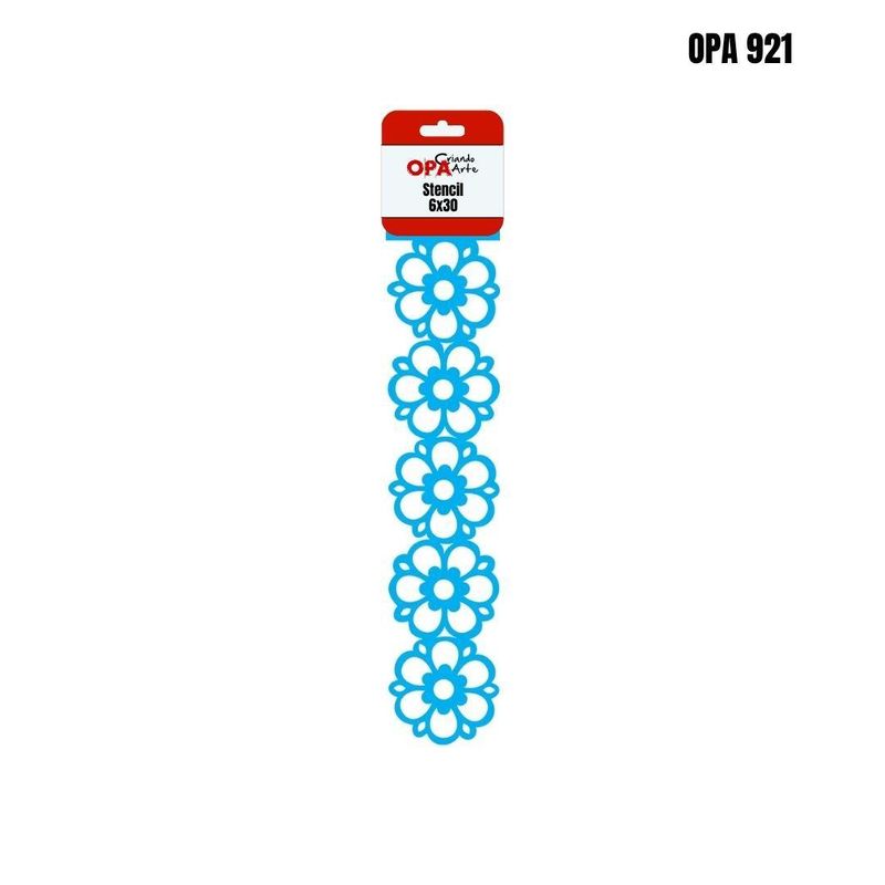 Stencil Simples de Acetato para Pintura 6x30cm Ref. OPA 921 Negativo Flor OPA (01 unidade)