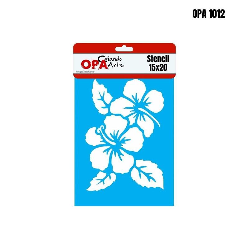 Stencil Simples de Acetato para Pintura 15x20cm Ref. OPA 1012 Flores Hibiscos II OPA (01 unidade)