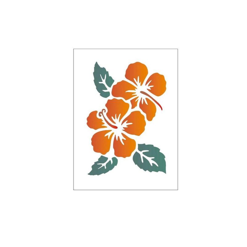 Stencil Simples de Acetato para Pintura 15x20cm Ref. OPA 1012 Flores Hibiscos II OPA (01 unidade)