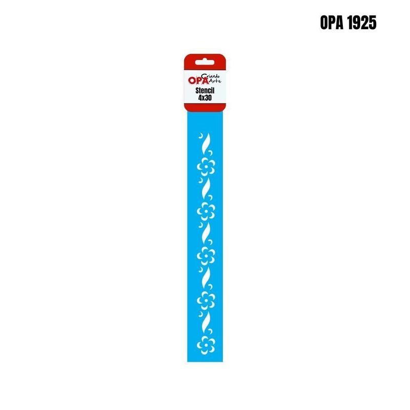 Stencil Simples de Acetato para Pintura 4x30cm Ref. OPA 1925 Flor Fita OPA (01 unidade)