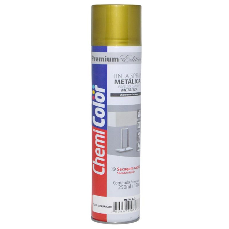 Tinta-em-Spray-Metalica-Uso-Interno-Chemi-Color-Premium-Edition-Dourado-250ml-Baston--01-unidade-