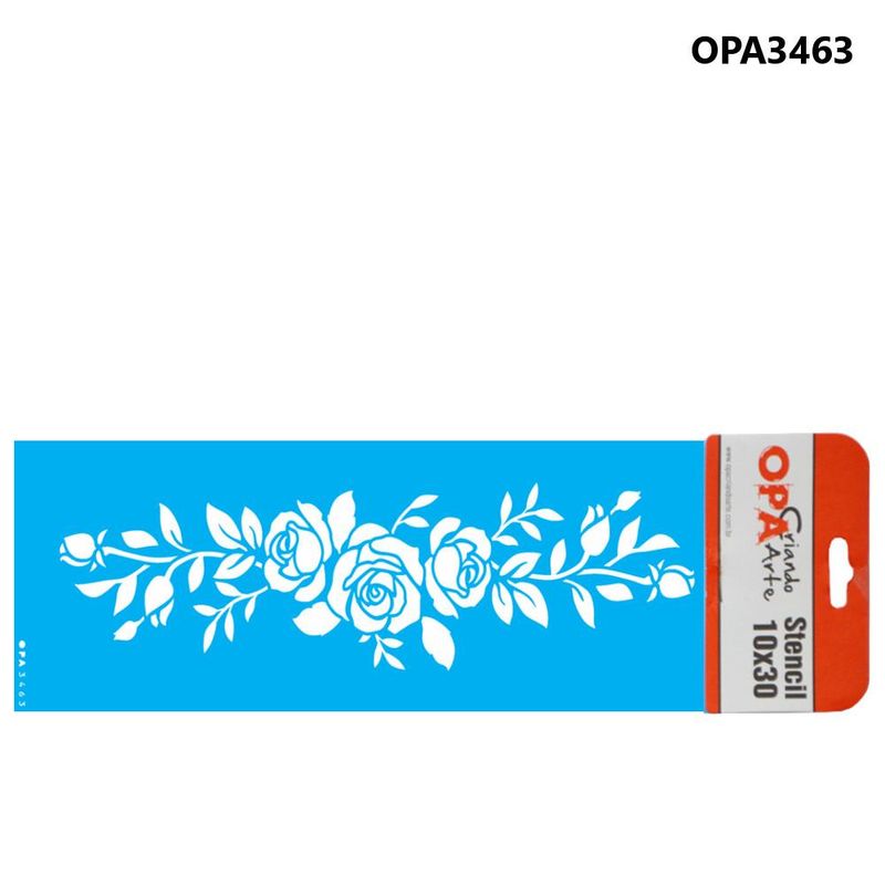 Stencil-Simples-de-Acetato-para-Pintura-10x30cm-Ref.-OPA-3463-Flores-Rosas-III-OPA--01-unidade-