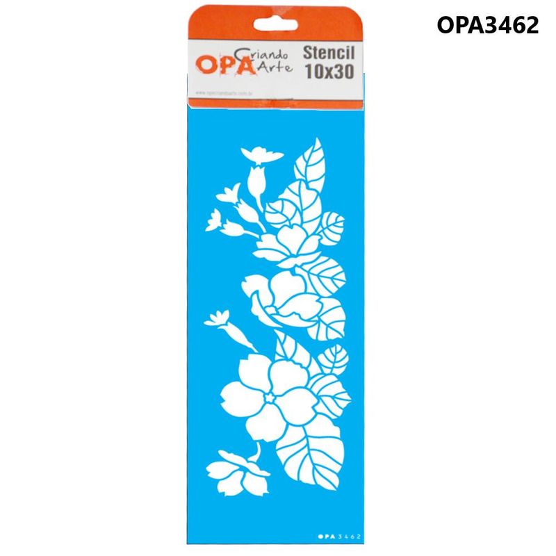 Stencil Simples de Acetato para Pintura 10x30cm Ref. OPA 3462 Flores Prímulas OPA (01 unidade)