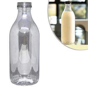 Garrafa PET Redonda Transparente 1000ml G3500 Tipo Suco C/ Tampa Lacre Galvanotek (01 unidade)