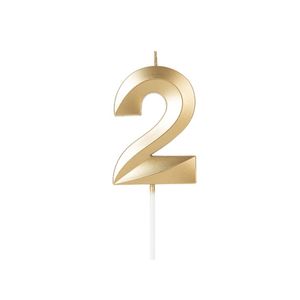 Vela Design Dourada Nº 2 Silver Festas (01 Unidade)