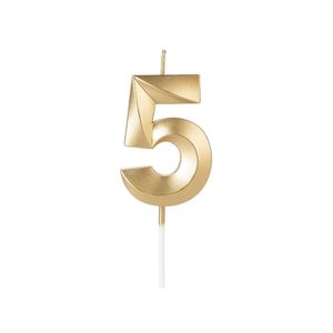Vela Design Dourada Nº 5 Silver Festas (01 Unidade)
