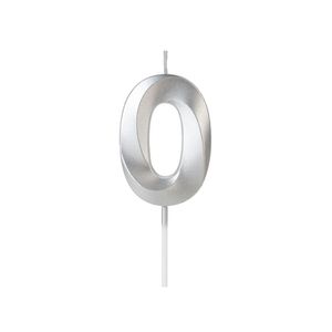 Vela Design Prata Nº 0 Silver Festas (01 Unidade)