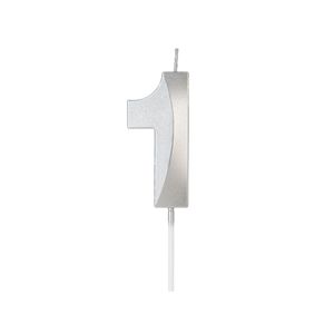 Vela Design Prata Nº 1 Silver Festas (01 Unidade)