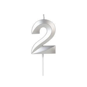 Vela Design Prata Nº 2 Silver Festas (01 Unidade)