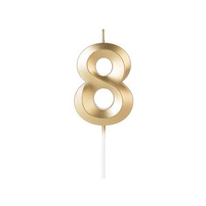 Vela Design Dourada Nº 8 Silver Festas (01 Unidade)