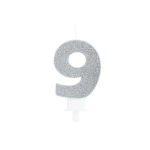 Vela Fashion Prata Nº 9 Silver Festas (01 Unidade)