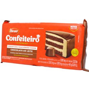 Cobertura Confeiteiro Fracionada Sabor Chocolate ao Leite Harald (1.050kg)