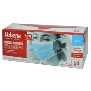 Máscara Cirúrgica Descartável Pro Line Tripla Camada com Elástico Azul Vabene (50 unidades)