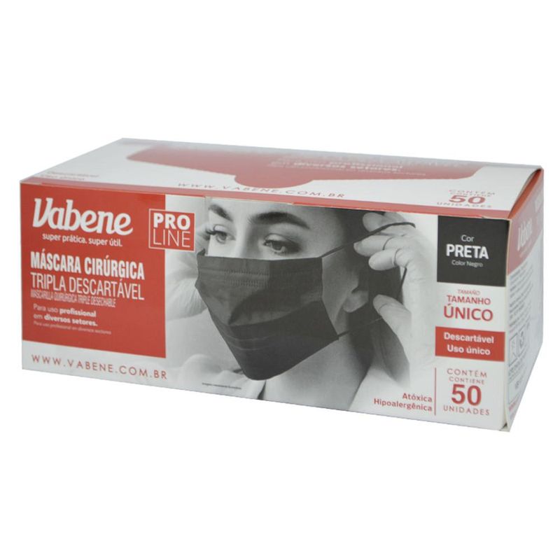 Mascara-Cirurgica-Descartavel-Pro-Line-Tripla-Camada-C--Elastico-Preta-Vabene--50-unidades-