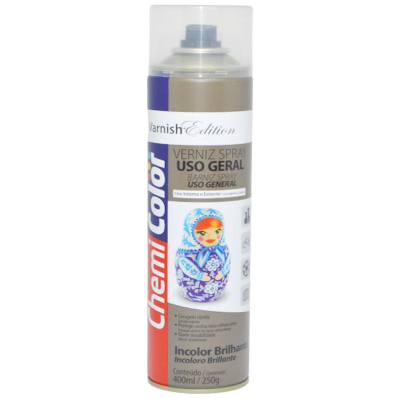 Tinta-em-Verniz-Spray-Uso-Geral-Chemi-Color-Incolor-Brilhante-400ml-Baston--01-unidade-