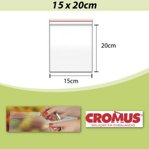 Saco PP Incolor Adesivado 15x20cm Cromus (100 unidades)