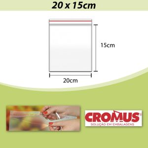 Saco PP Incolor Adesivado 20x15cm Cromus (100 unidades)
