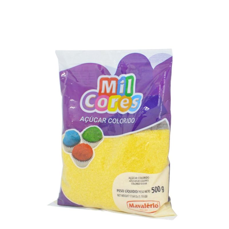 Açúcar Colorido Amarelo Mil Cores Mavalério (500 gramas)