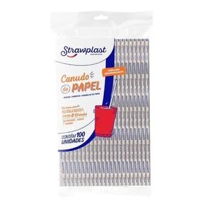 Canudo de Papel Liso Branco Strawplast (100 unidades)
