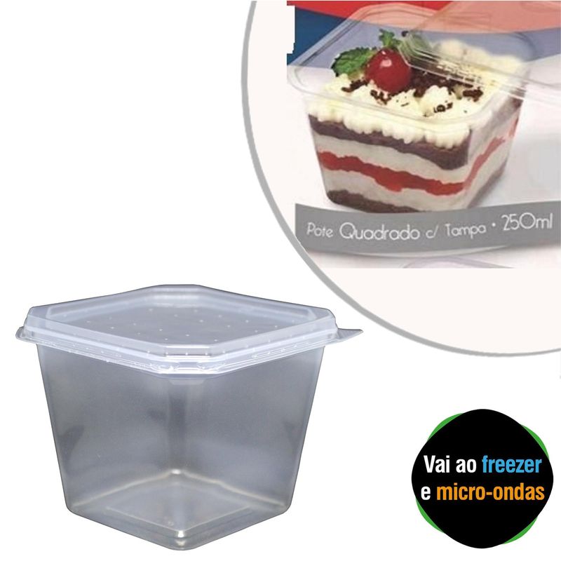 Pote-Quadrado-PP-Transparente-com-Tampa-250ml-Prafesta--Kit-com-20-unidades-