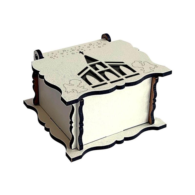 Caixa-de-MDF-Branca-com-Gravacao-Anjos-e-Igreja-8x8x4cm-Ref.--CXBG-010-Litoarte--01-Unidade-