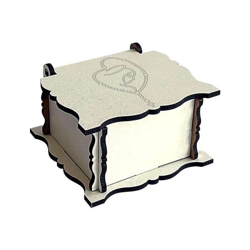 Caixa-de-MDF-Branca-com-Gravacao-Nossa-Senhora-8x8x4cm-Ref.--CXBG-030-Litoarte--01-Unidade-