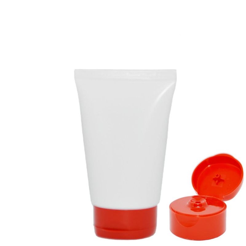 Bisnaga Plástica Branca B30 com Tampa Flip Top Vermelha Injeplast (10 unidades)