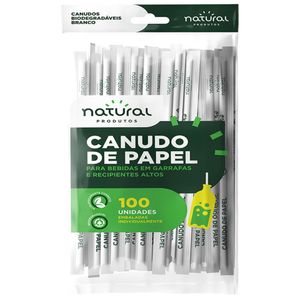 Canudo de Papel Branco 25cm Natural Produtos (100 unidades)
