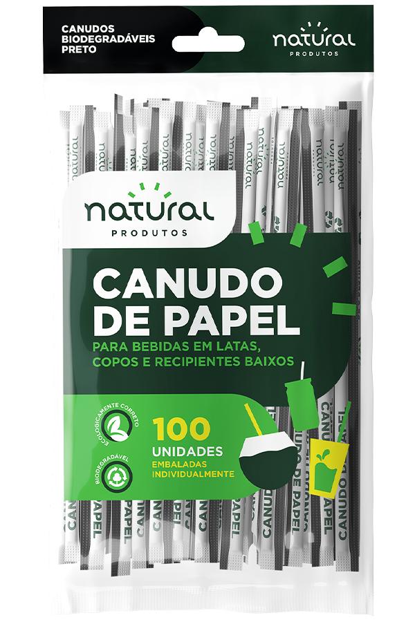 Canudo de Papel Preto 20cm Natural Produtos (100 unidades)