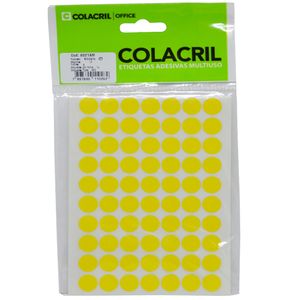 Etiquetas Adesivas Multiuso Redonda Amarela 13mm Ref. 6021AM Colacril (420 etiquetas)