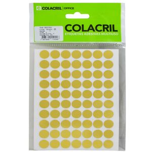 Etiquetas Adesivas Multiuso Redonda Ouro 13mm Ref. 6021OU Colacril (420 etiquetas)