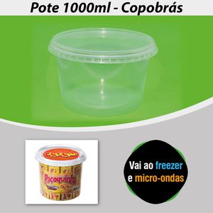Pote Redondo Transparente com Tampa 1000ml Copobras (Kit com 25 unidades)