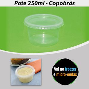 Pote Redondo Transparente com Tampa 250ml Copobras (Kit com 25 unidades)