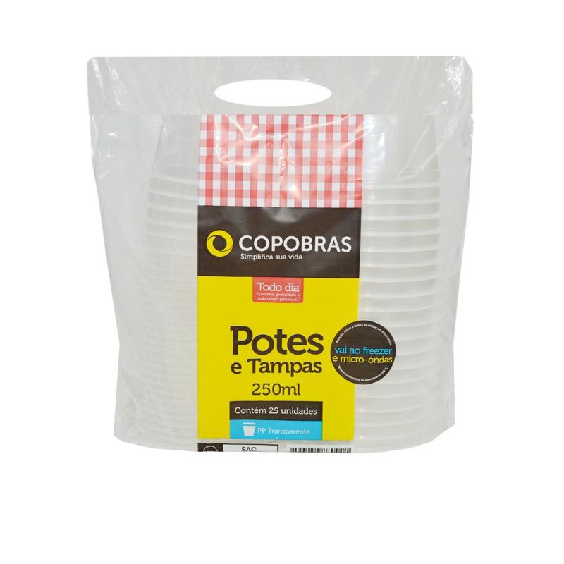 Pote-Redondo-Transparente-com-Tampa-250ml-Copobras--Kit-com-25-unidades-