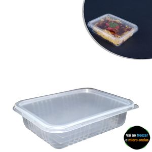 Marmita Retangular Transparente C/ Tampa P/ Freezer/Microondas Ref. G 303 400ml Galvanotek (1 unidade)