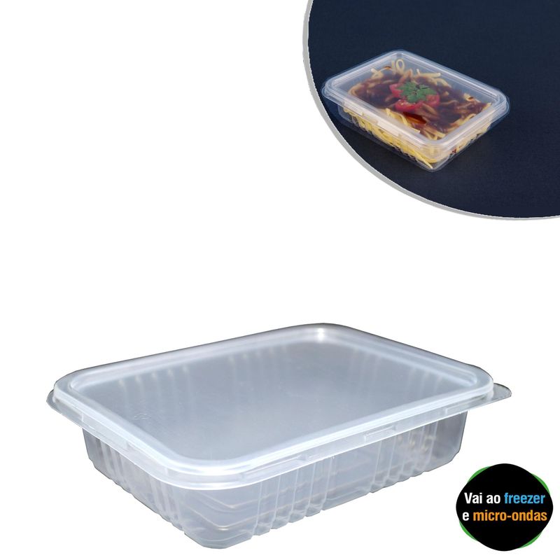 Marmita-de-Plastico-Retangular-Transparente-com-Tampa-para-Freezer-ou-Microondas-Ref.-G-303-400ml-Ga