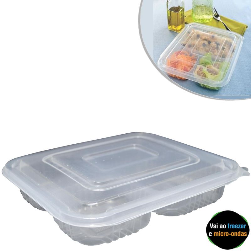 Marmita-de-Plastico-Retangular-com-Tampa-Transparente-para-Freezer-ou-Microondas-Ref.-G-323-810ml-Ga