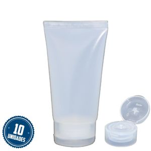 Bisnaga Plástica Transparente B60 com Tampa Flip Top Transparente Injeplast (10 unidades)