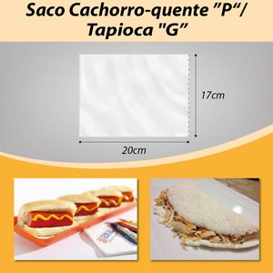 Saco Plástico para Cachorro-quente "P" ou Tapioca "G" 20x17cm Montyplast (100 unidades)