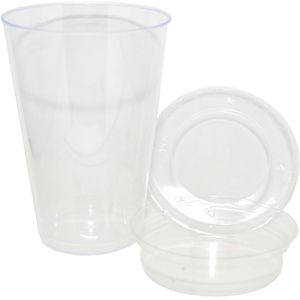 Kit Pote Cristal (PS) com Tampa Reta e Divisor (PET) Ref. PW-27 TWHD WER (5 unidades)