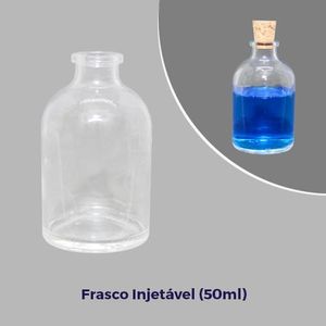 Frasco de Vidro Injetável Penicilina 50ml Boca 20mm (20 unidades)